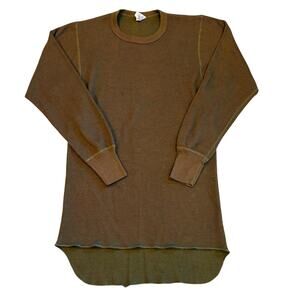 Vintage J.E. Morgan Arctex Thermal Shirt Mens Large Brown Base Layer Made in USA